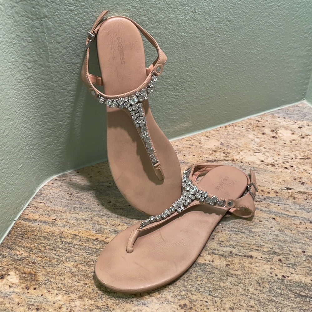 Express Diamond Jewel nude tan sandals size 10